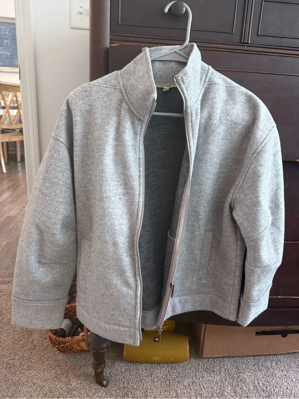 Madewell Wool-blend Heather Gray Lightweight Zip Jacket